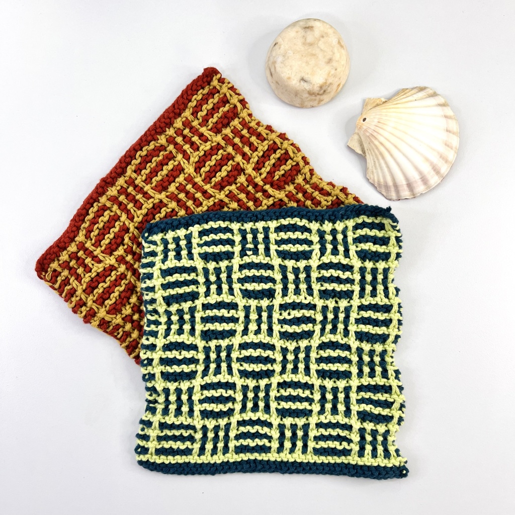 Mosaic Washcloth is a cotton knitting pattern by Pru Raymond in 10 ply cotton. It can be found on Ravelry for sale
